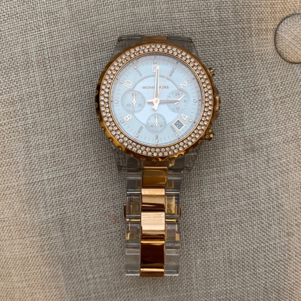 Gold and clear Michael Kors watch
